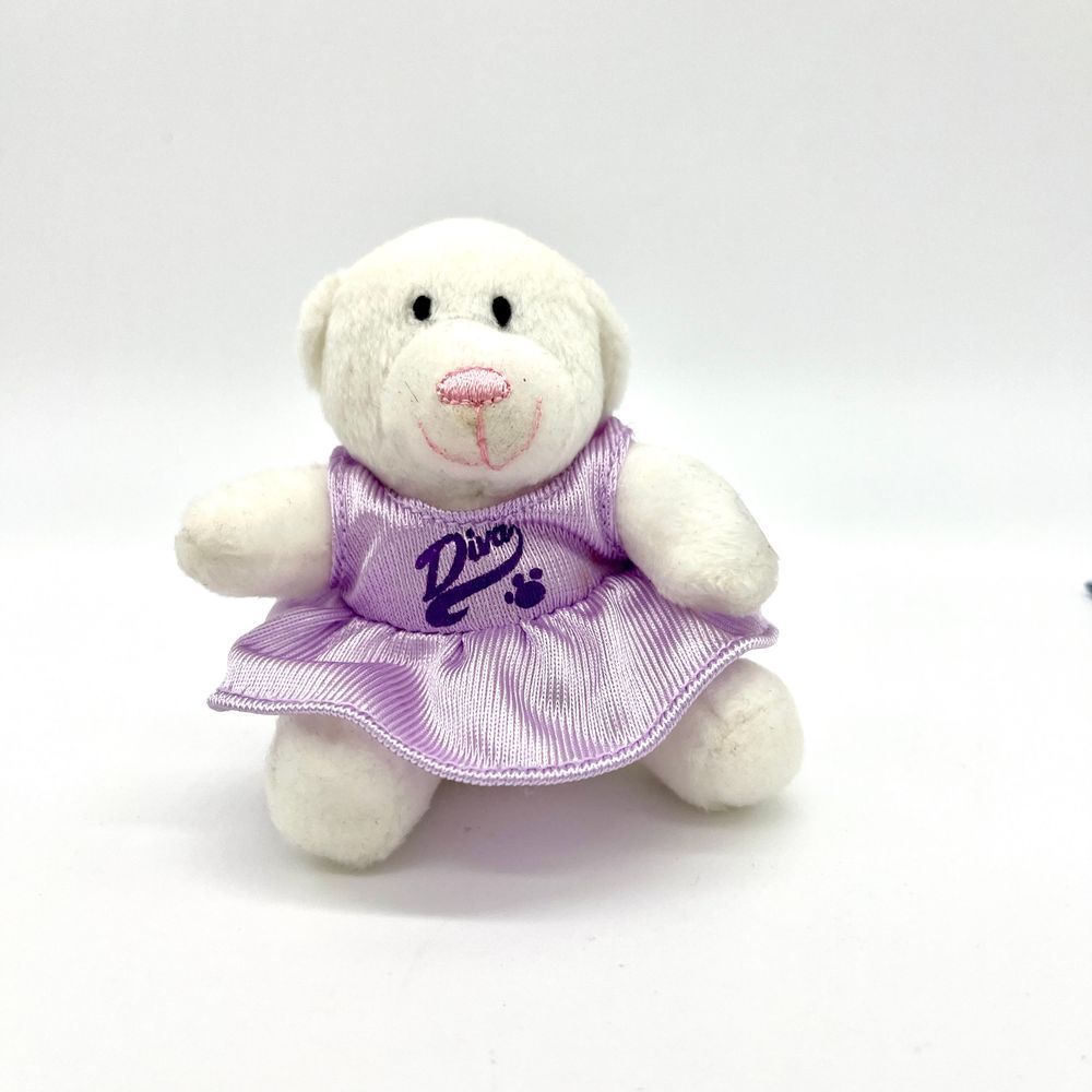 Build-A-Bear Workshop‎ White Teddy Bear Purple Dress Plush Stuffed Animal Toy